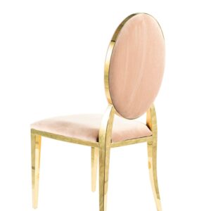 wohnli-moebel-suche-M26168321-1 Designerstuhl aus beigem Polyester-Samt mit goldfarbenem Stahlfuß 47x95x47cm Samt Beige MSO Möbel Esszimmermöbel Stühle