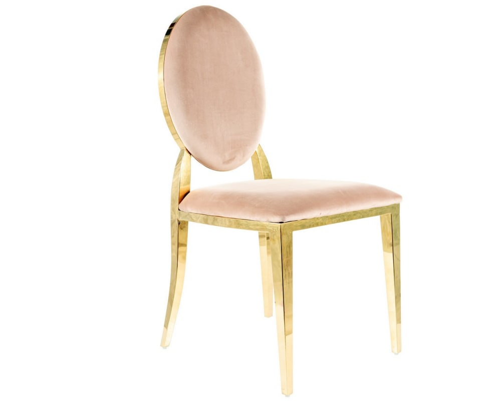 wohnli-moebel-suche-M26168321 Wohnli Möbelsuche - Designerstuhl aus beigem Polyester-Samt mit goldfarbenem Stahlfuß