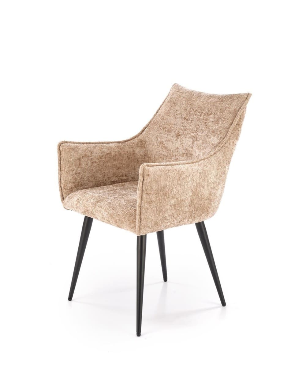 wohnli-moebel-suche-M26168322 Wohnli Möbelsuche - Designerstuhl aus beigem Polyestergewebe mit schwarzen Stahlbeinen