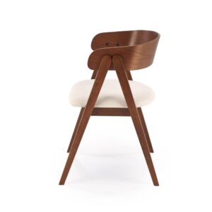 wohnli-moebel-suche-M26168330-1 Designerstuhl aus braunem Polyestergewebe mit Holzgestell 49x75x55cm Stoff Braun MSO Möbel Esszimmermöbel Stühle