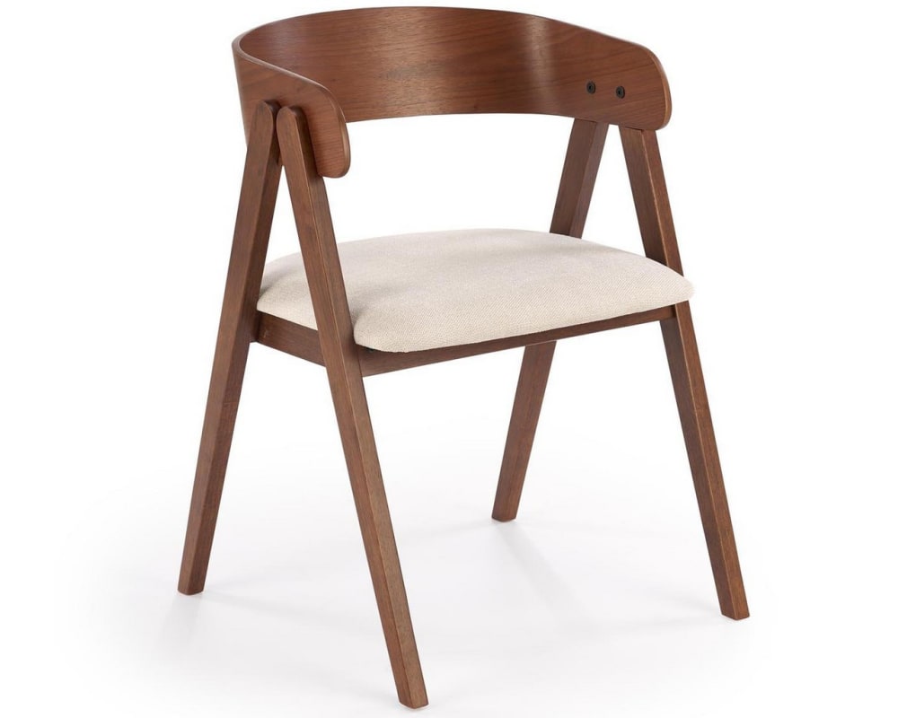 wohnli-moebel-suche-M26168330 Wohnli Möbelsuche - Designerstuhl aus braunem Polyestergewebe mit Holzgestell