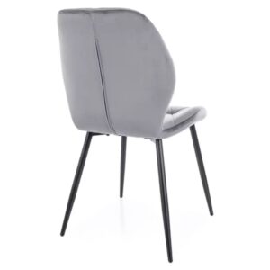 wohnli-moebel-suche-M26168352-1 Stuhl aus grauem Polyester-Samt mit mattschwarzen Stahlbeinen 47x86x48cm Samt Grau MSO Möbel Esszimmermöbel Stühle