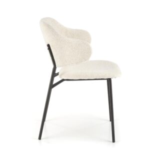 wohnli-moebel-suche-M26168354-1 Designerstuhl aus cremefarbenem Polyestergewebe mit Stahlgestell 62x82x52cm Stoff Beige MSO Möbel Esszimmermöbel Stühle