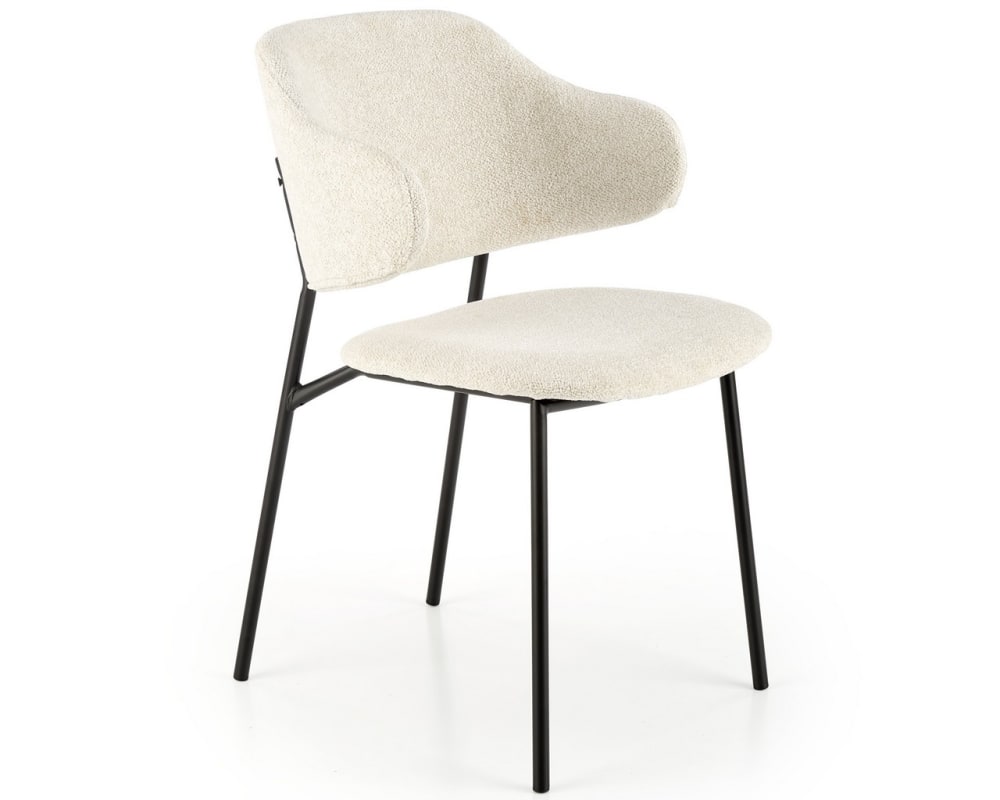 wohnli-moebel-suche-M26168354 Wohnli Möbelsuche - Designerstuhl aus cremefarbenem Polyestergewebe mit Stahlgestell