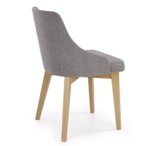 wohnli-moebel-suche-M26168365-1 Stuhl aus grauem Polyesterbezug und grauen Holzbeinen 55x82x51cm Stoff Grau MSO Möbel Esszimmermöbel Stühle