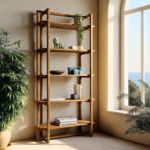 wohnli-moebel-suche-M26168540-1 Bücherregal 100 x 200 cm 100x200x40cm Holz Braun MACABANE Möbel Wohnzimmermöbel Bücherregale
