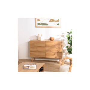wohnli-moebel-suche-M26168598-1 Kommode in Naturfarbe mit 6 Schubladen 120x80x42cm Spanplatte Braun MACABANE Möbel Schlafzimmermöbel Kommoden