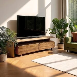 wohnli-moebel-suche-M26168660-1 TV-Möbel aus recyceltem Teakholz 160x40x40cm Holz Braun MACABANE Möbel Wohnzimmermöbel TV-Möbel