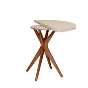 Ausziehbarer halbrunder Tisch Braun Beige Eichenoptik 45x75x90cm Holz Braun Ragaba Möbel Esszimmermöbel Esstische