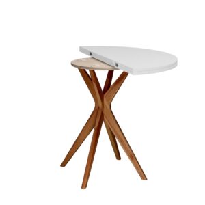 Ausziehbarer halbrunder Tisch Perlgrau Eichenoptik 45x75x90cm Holz Grau Ragaba Möbel Esszimmermöbel Esstische
