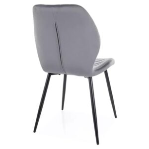 wohnli-moebel-suche-M26169421-1 MYRENDA Stuhl aus grauem Samt mit mattschwarzer Metallstruktur 47x86x48cm PES - Polyester Grau MSO Möbel Esszimmermöbel Stühle