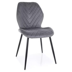 wohnli-moebel-suche-M26169421 Wohnli Möbelsuche - MYRENDA Stuhl aus grauem Samt mit mattschwarzer Metallstruktur