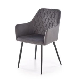 wohnli-moebel-suche-M26169422-1 Designerstuhl aus grünem und grauem Polyester-Samt 60x86x59cm Stoff Grau MSO Möbel Esszimmermöbel Stühle