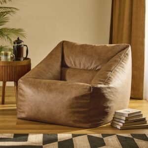wohnli-moebel-suche-M26169440-1 Sitzsack-Sessel aus braunem Kunstleder 70x65x70cm PES - Polyester Braun Icon Sofas und Sessel Sessel, Poufs und Fußbänke Sitzsäcke