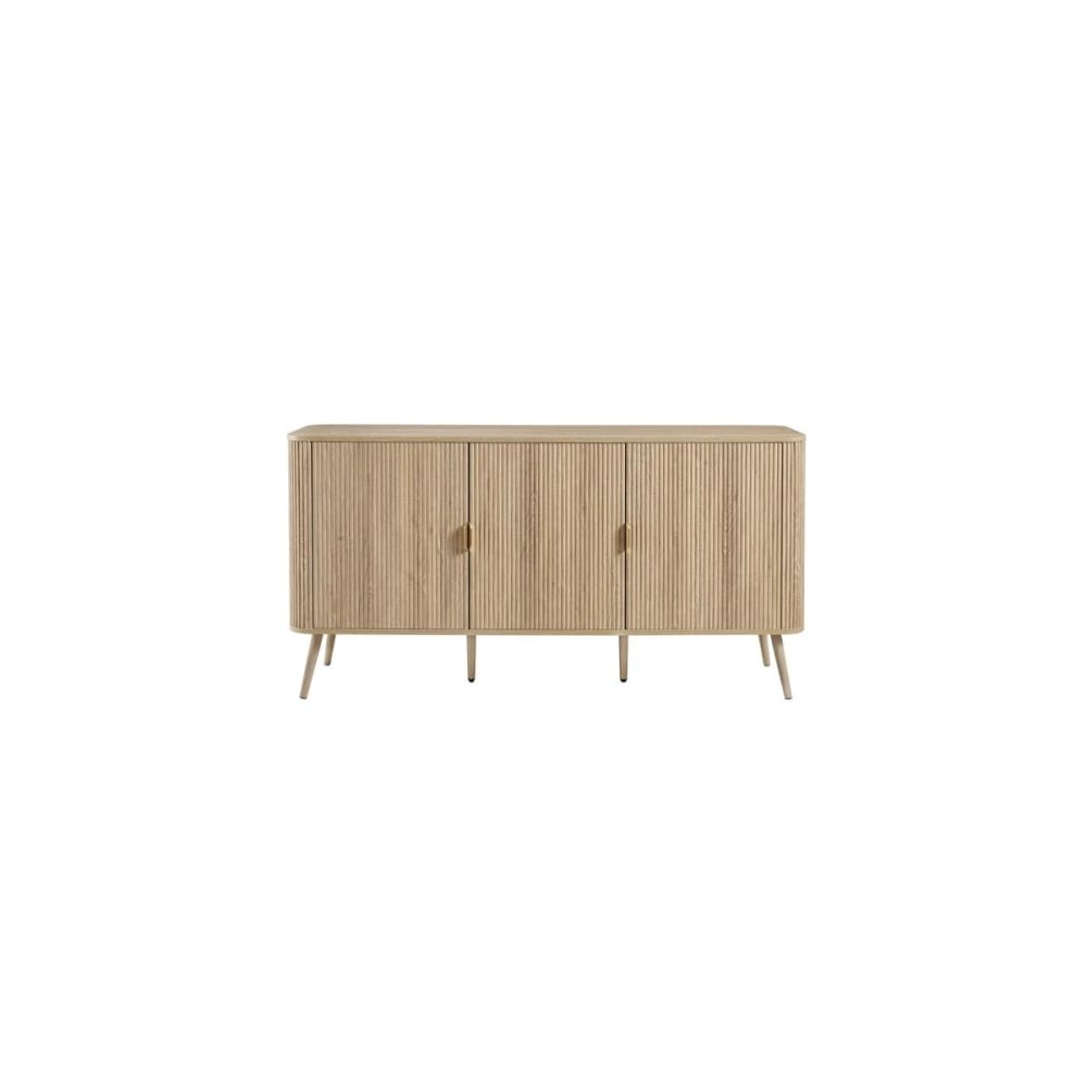 wohnli-moebel-suche-M26169458 Wohnli Möbelsuche - Sideboard mit 3 Türen in Eichenoptik und Lamellenfronten B150 cm