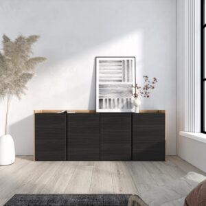wohnli-moebel-suche-M26169484-1 Sideboard Holzeffekt schwarz und eiche 207x35x80cm 207x80x35cm Spanplatte Schwarz Skraut home Möbel Esszimmermöbel Sideboards, Highboards & niedrige Anrichten