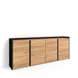 Wohnli Möbelsuche - Sideboard Holzeffekt eiche und schwarz 207x35x80cm