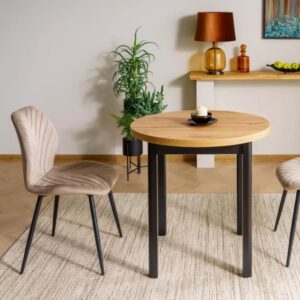 wohnli-moebel-suche-M26169558-1 Beiger MYRENDA Stuhl aus Samt mit mattschwarzen Stahlbeinen 47x86x48cm Samt Beige MSO Möbel Esszimmermöbel Stühle