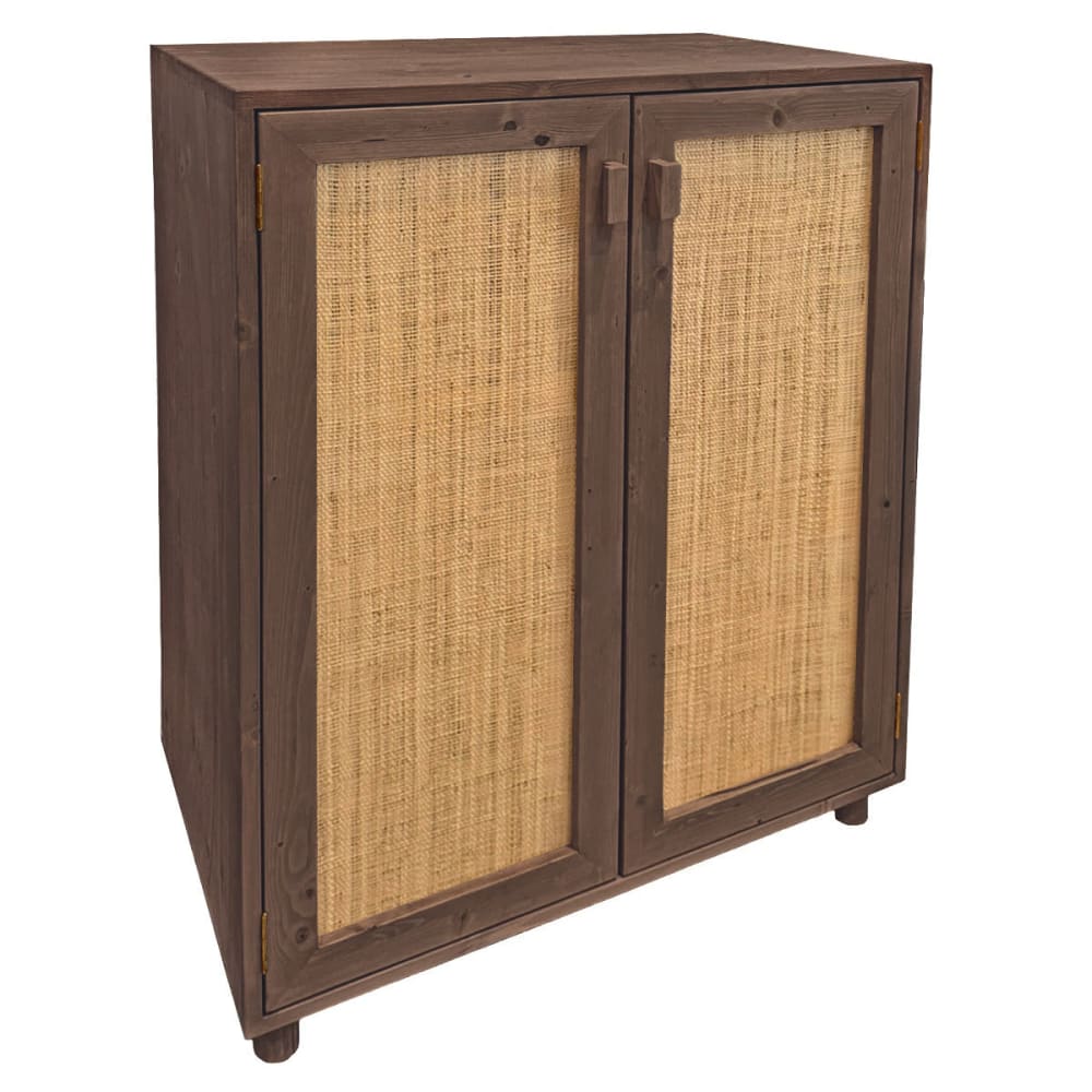 wohnli-moebel-suche-M26169726 Wohnli Möbelsuche - Schuhschrank aus Massivholz in dunklem Ton mit Türen aus Raffia 100cm
