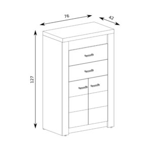 wohnli-moebel-suche-M26170075-1 Hohe Kommode mit Stahlgriffen – ohne LED – weiß 42x127x76cm Holz Weiß MSO Möbel Esszimmermöbel Sideboards, Highboards & niedrige Anrichten