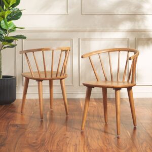 wohnli-moebel-suche-M26170461-1 Set aus 2 braunen Beistellstühlen aus Gummibaumholz 54x76x52cm Holz Braun Safavieh Möbel Esszimmermöbel Stühle