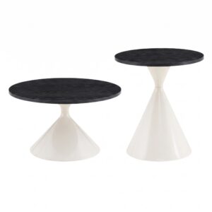 Wohnli Möbelsuche - 2er-Set Couchtische mit schwarzer Holzoptik-Platte und Metallfuß