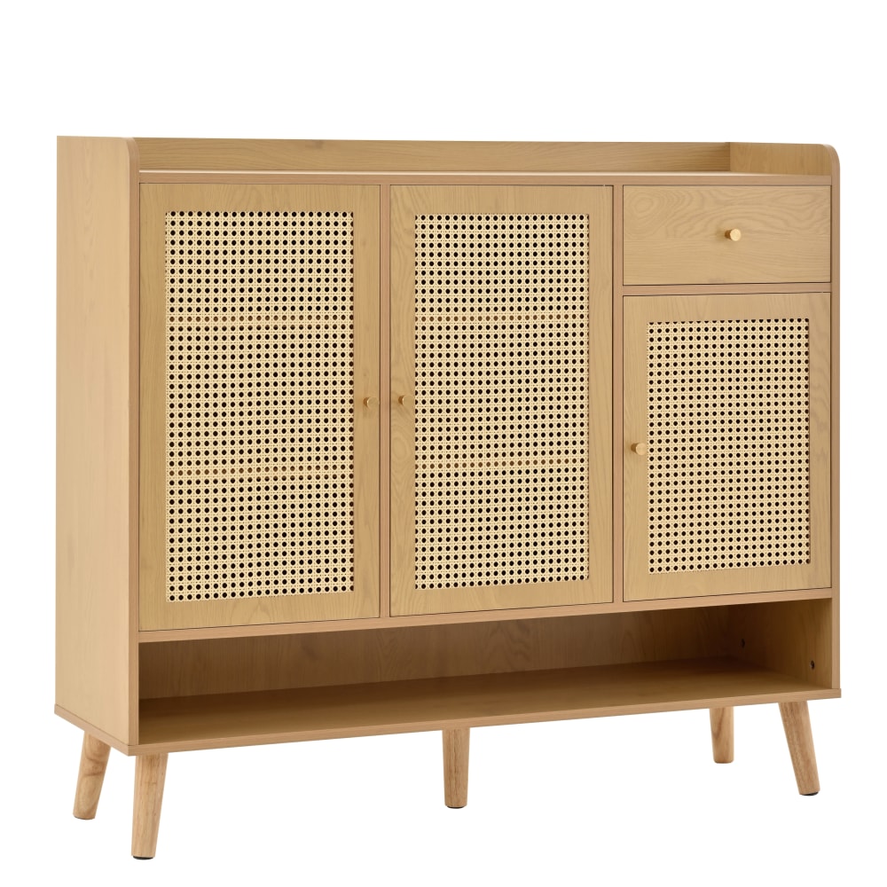 wohnli-moebel-suche-M26178012 Wohnli Möbelsuche - Schuhschrank Rattan 3 Türen 1 Schublade 5 Regalböden