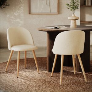 wohnli-moebel-suche-M26183992-1 Set aus 2 beigen Stoffstühlen mit Metallbeinen 50x78x54cm Stoff Beige Maison Pavane Möbel Esszimmermöbel Stühle