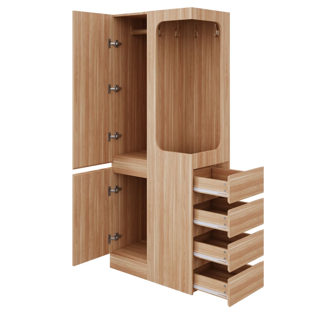 wohnli-moebel-suche-M26184200 Wohnli Möbelsuche - Kleiderschrank mit 4 Schubladen und Tür 70x40x170 cm Holzfarbe