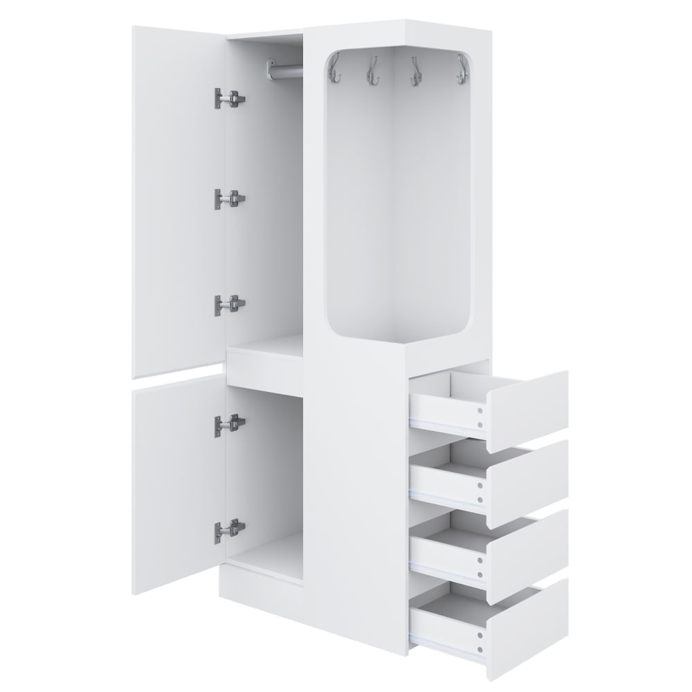 wohnli-moebel-suche-M26184205 Wohnli Möbelsuche - Kleiderschrank mit 4 Schubladen und offenem Hängebereich 70 cm