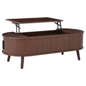 wohnli-moebel-suche-M26184225 Wohnli Möbelsuche - Anhebbarer Couchtisch mit Stauraum und Schiebetüren 120x50 cm Nussbaum