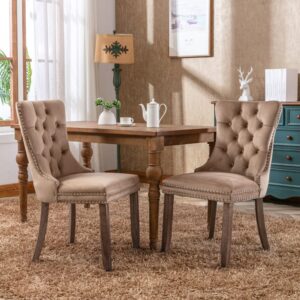wohnli-moebel-suche-M26184279-1 Polsterstühle 2er-Set Samt mit Holzbeinen 62 cm Khaki 62x95x50cm Samt Taupe MODFU Möbel Esszimmermöbel Stühle