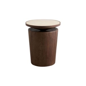 wohnli-moebel-suche-M26184619 Wohnli Möbelsuche - Beistelltisch KWANDO aus Mangoholz mit Travertine Ø41cm