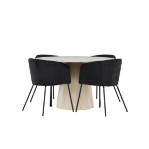 wohnli-moebel-suche-M26184746 Wohnli Möbelsuche - Essgruppe Tisch Lanzo Ø120cm mit Stühlen Berit aus Kord