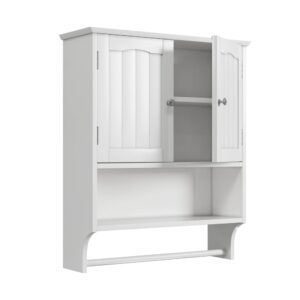 wohnli-moebel-suche-M26185358 Wohnli Möbelsuche - Weißer Badezimmerschrank zur Wandmontage mit Türen und Handtuchhalter