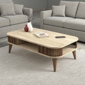 wohnli-moebel-suche-M26185783-1 Couchtisch aus 105 x 60 x 35 cm beige 60x35x105cm Holz Beige Habitat & Jardin Möbel Wohnzimmermöbel Couchtische