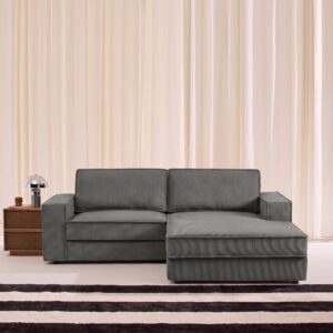 wohnli-moebel-suche-M26185825-1 3-Sitzer Ecksofa mit Cord in grau Ecke rechts 231x83x153cm Holz Grau sweeek Sofas und Sessel Sofas Ecksofas