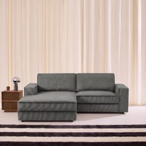 wohnli-moebel-suche-M26185826-1 3-Sitzer Ecksofa mit Cord in grau Ecke links 231x83x153cm Holz Grau sweeek Sofas und Sessel Sofas Ecksofas