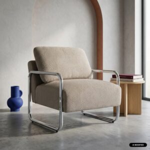 wohnli-moebel-suche-M26185864 Wohnli Möbelsuche - Vintage-Sessel mit Chenille-Bezug in dunkelbeige