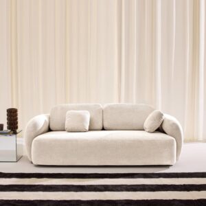 wohnli-moebel-suche-M26185964-1 3-Sitzer Sofa mit Chenille-Bezug in weiß 230x81x102cm Stoff Weiß sweeek Sofas und Sessel Sofas 2-Sitzer-Sofas & 3-Sitzer-Sofas