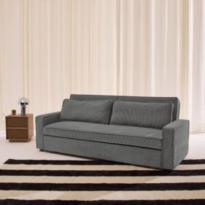 3-Sitzer Schlafsofa mit Cordbezug grau 226x88x90cm Holz Grau sweeek Sofas und Sessel Sofas 2-Sitzer-Sofas & 3-Sitzer-Sofas