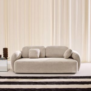 wohnli-moebel-suche-M26185971-1 3-Sitzer Sofa mit Chenille-Bezug in beige 230x81x102cm Stoff Beige sweeek Sofas und Sessel Sofas 2-Sitzer-Sofas & 3-Sitzer-Sofas