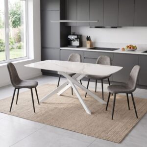 wohnli-moebel-suche-M26187156-1 Keramiktisch Calacatta Gold mit weißem X-Gestell 180 cm 180x76x90cm Keramik Weiß Konte.Design Möbel Esszimmermöbel Esstische