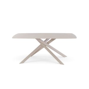 Wohnli Möbelsuche - Keramiktisch Travertin-Optik mit X-Gestell Beige 180 cm