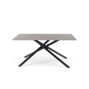 Wohnli Möbelsuche - Keramiktisch graue Steinoptik mit X-Gestell Anthrazit 140 cm