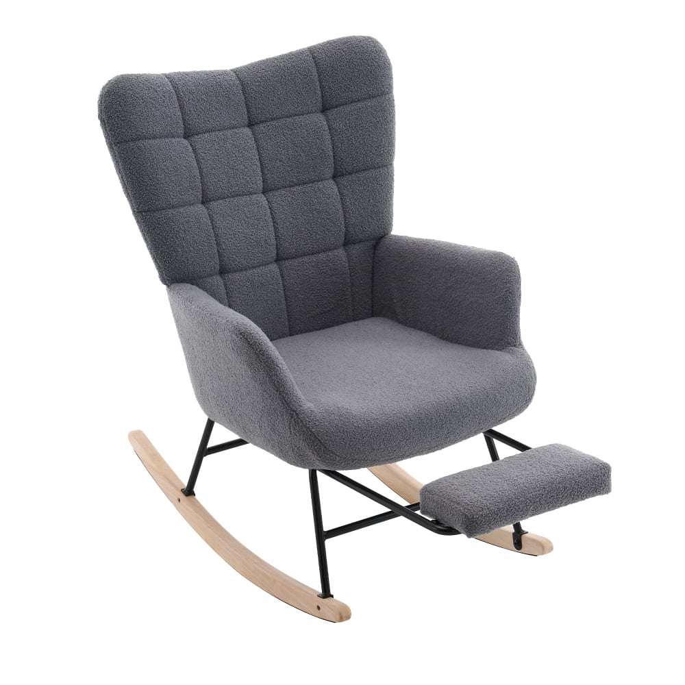 Wohnli Möbelsuche - Schaukelstuhl 68x88x91 cm mit hoher Rückenlehne und Fußhocker
