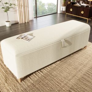 wohnli-moebel-suche-M26187505-1 Bettbank mit Stauraum und Hydraulik 145 cm Beige 145x46x38cm Samt Beige MODFU Sofas und Sessel Sofas Sitzbank und Polsterbank
