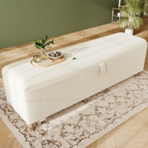wohnli-moebel-suche-M26187506-1 Bettbank mit Stauraum und Hydraulik 165 cm Cord Beige 165x46x38cm Samt Beige MODFU Sofas und Sessel Sofas Sitzbank und Polsterbank