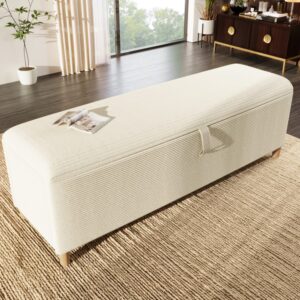 wohnli-moebel-suche-M26187507-1 Bettbank mit Stauraum und Hydraulik 175 cm Beige 175x46x38cm Samt Beige MODFU Sofas und Sessel Sofas Sitzbank und Polsterbank