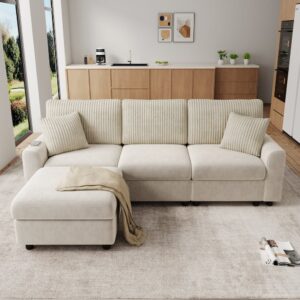 Wohnli Möbelsuche - Modernes Chenille-Sofa mit Hocker